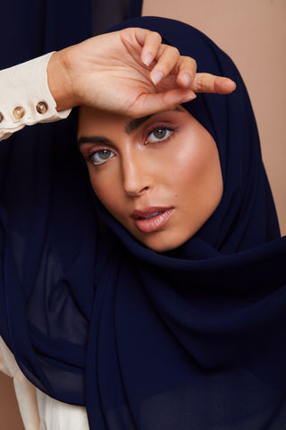 Premium Chiffon Hijab - Navy Blue