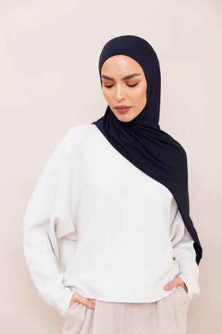 Instant Premium Jersey Hijab - Navy Blue