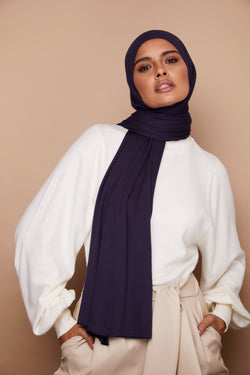 Navy Blue Premium Jersey Hijab | VOILE CHIC | Jersey Hijab