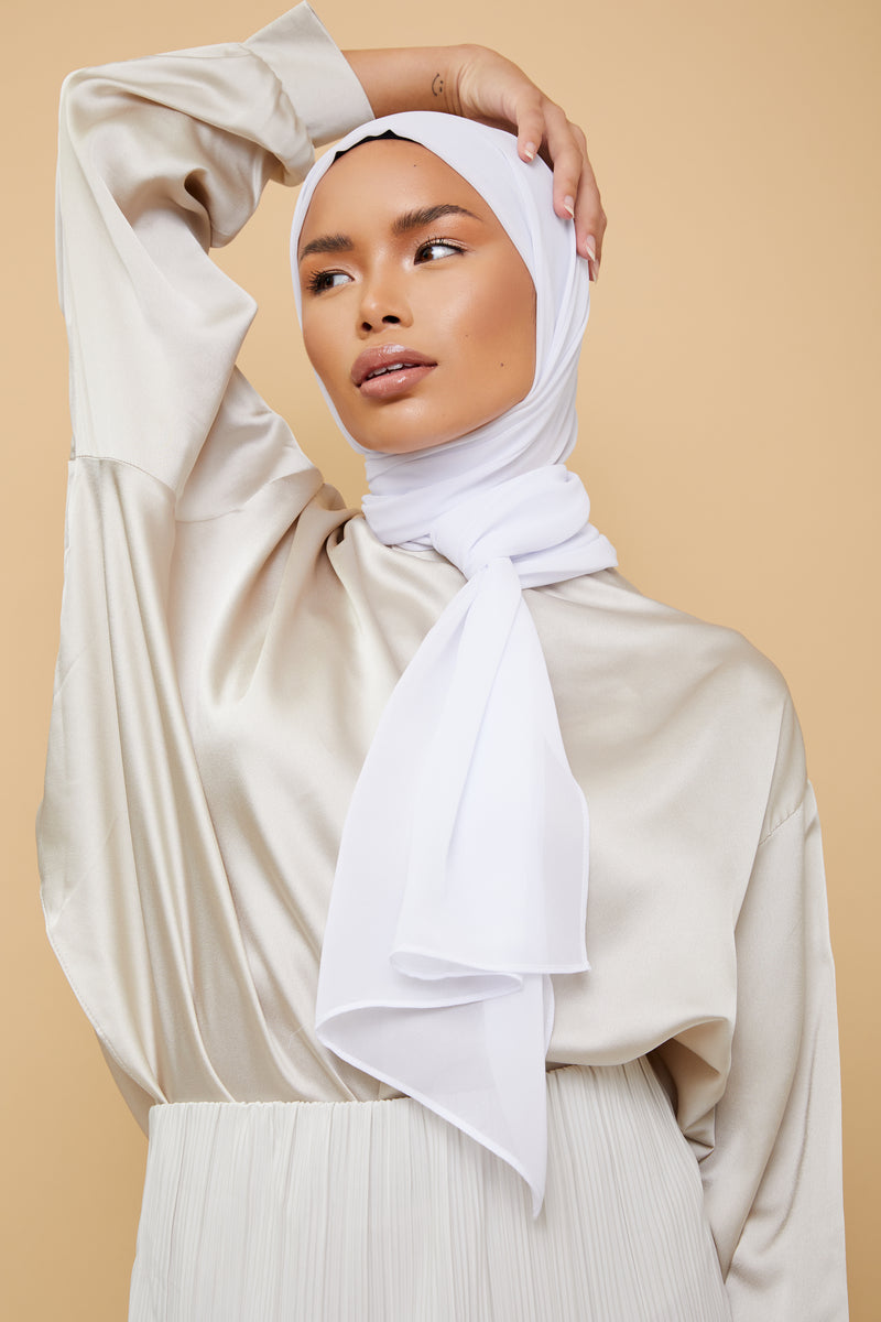 Small Luxury Chiffon Hijab - White