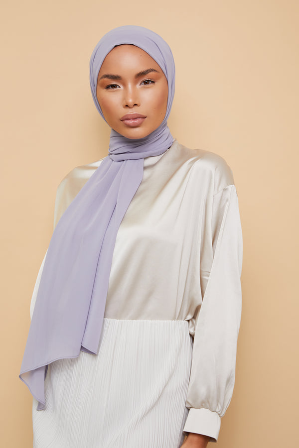 Small Luxury Chiffon Hijab - Dove Gray