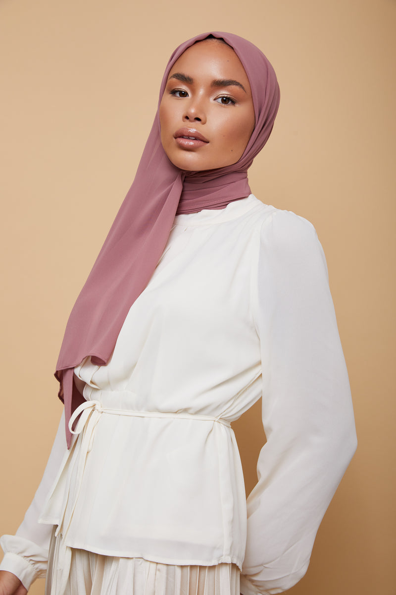 Small Luxury Chiffon Hijab - Dusty Rose
